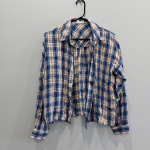 Aritzia Wilfred Free Plaid Button Up Oversized Boyfriend Shirt Medium
